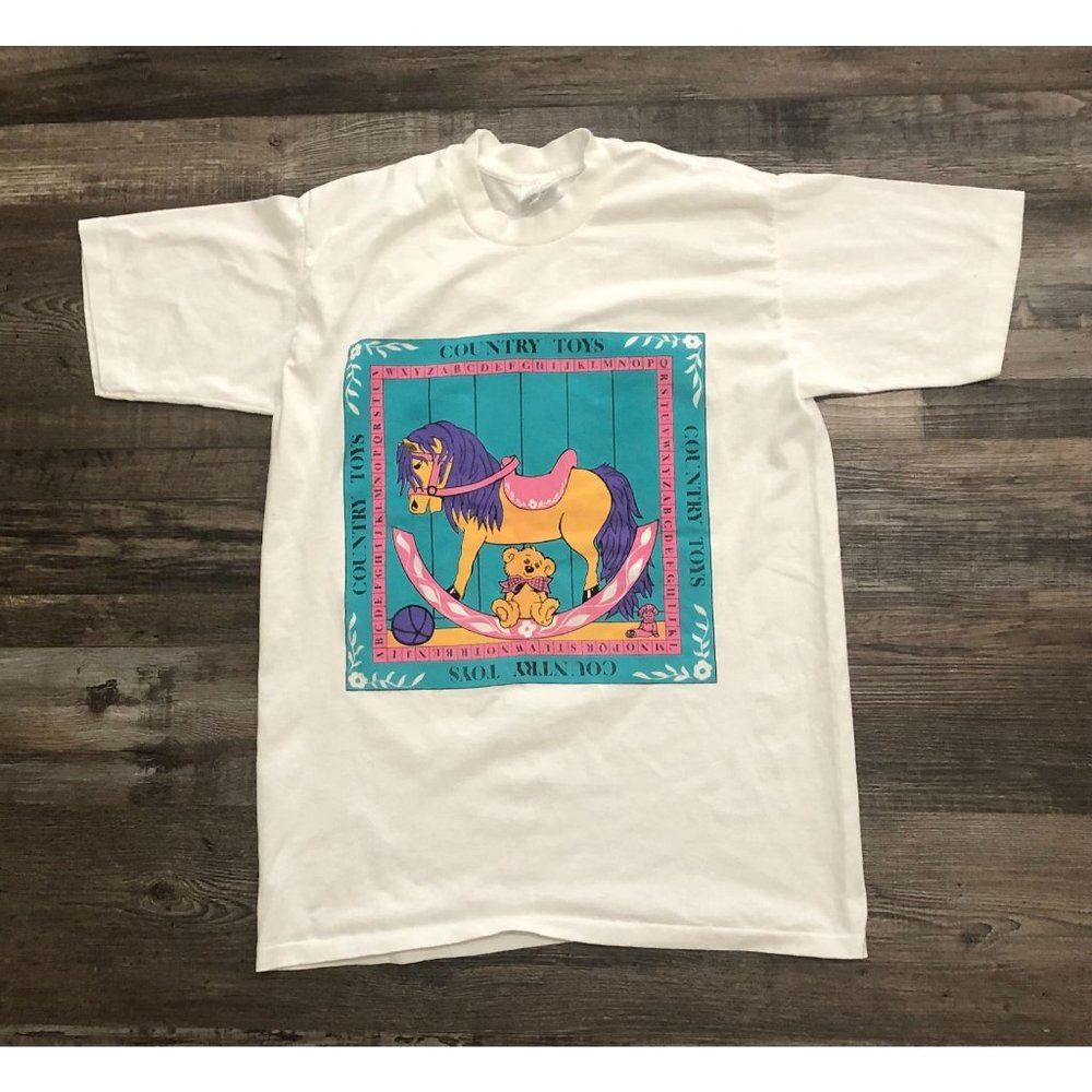 Vintage Country Toys Rocking Horse Teddy Bear Single Stitch Shirt XL